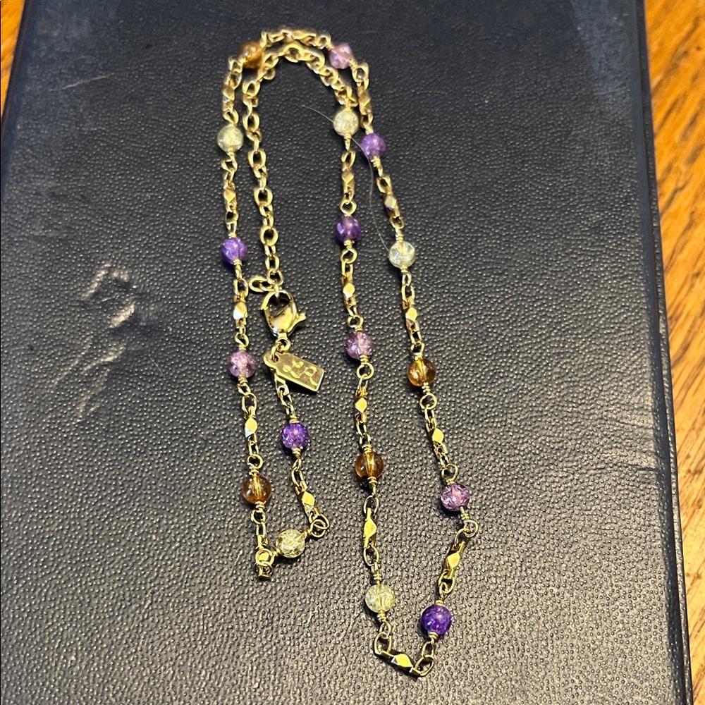 Elegant Gold and Purple Beaded Necklace